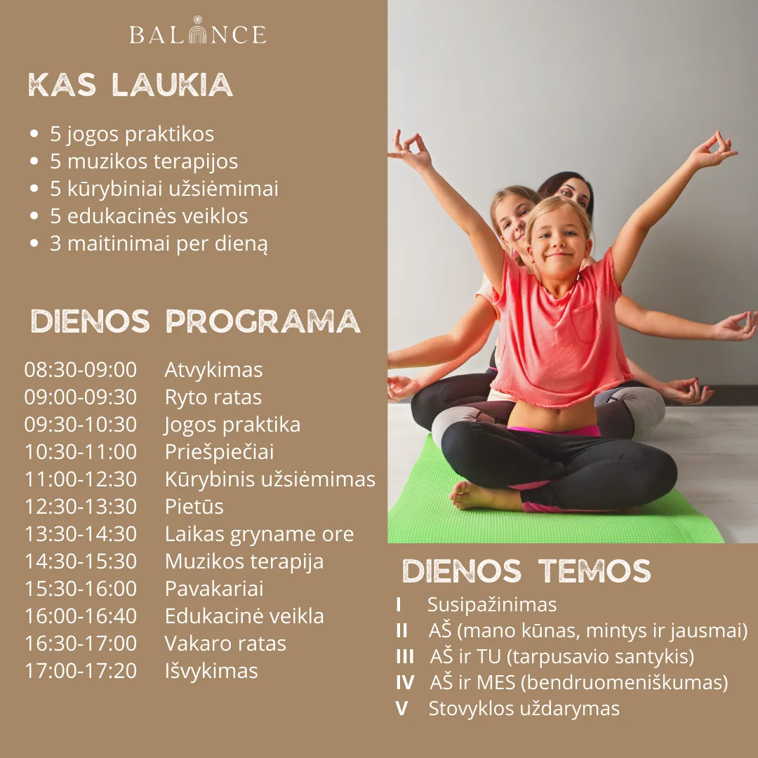 Jooga- ja musiikkiterapialeiri lapsille – 07.10–07.14 (Kotryna ja Birutė)