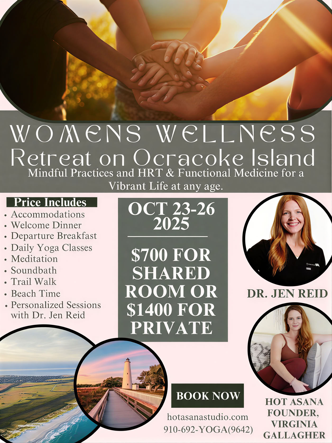 Naisten retriitti Ocracoke-saarella Dr. Jen Reidin, Virginia Gallagherin ja Savana Harwoodin kanssa